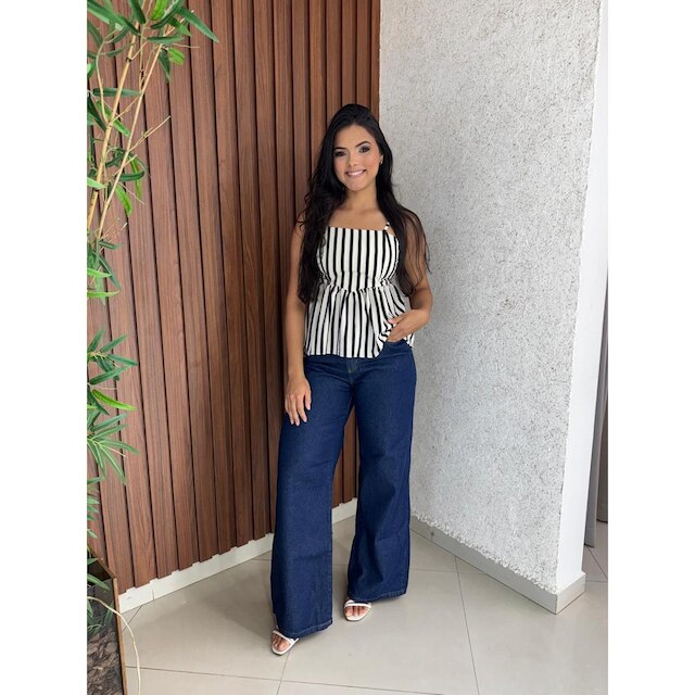 Blusa De Listra Alça Regulavel Lastex Costa Solto Crisconf