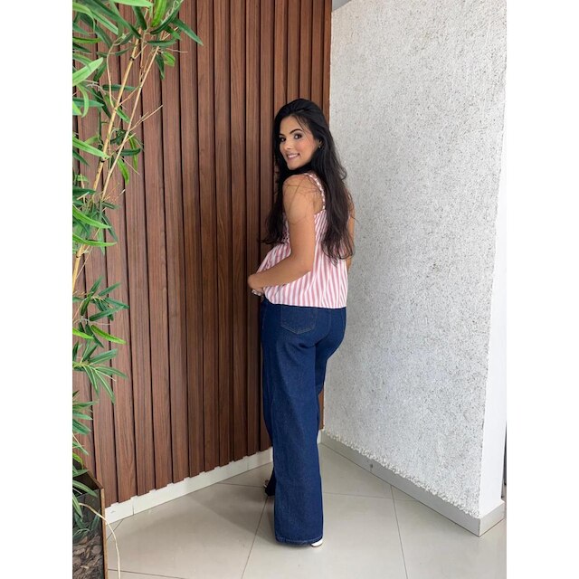 Blusa De Listra Alça Regulavel Lastex Costa Solto Crisconf