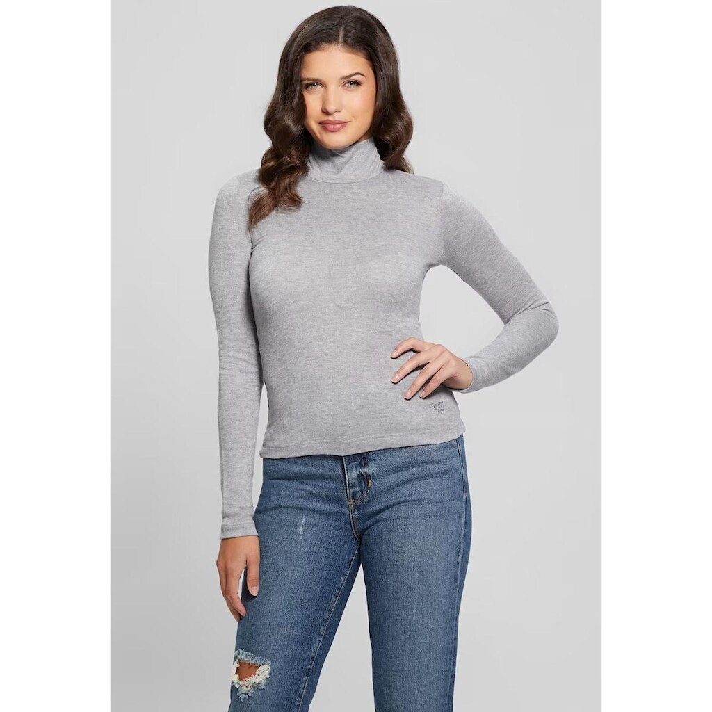 Blusa de Malha Tricot Eco Gola Alta Cinza