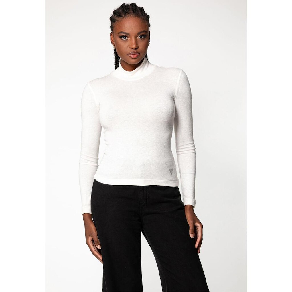 Blusa de Malha Tricot Eco Gola Alta Off White