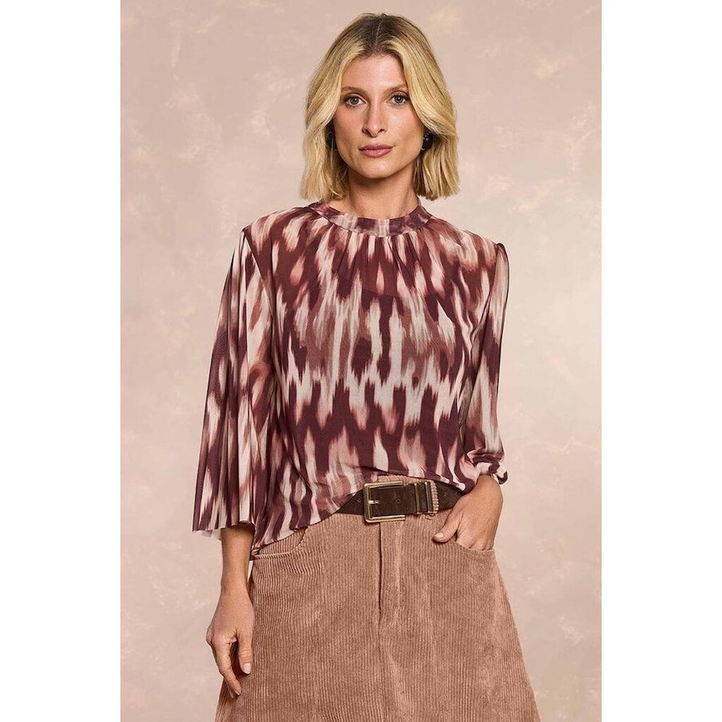 BLUSA DE MANGAS 3/4 TULE DOCE TRAMA FEMININA REF:106464
