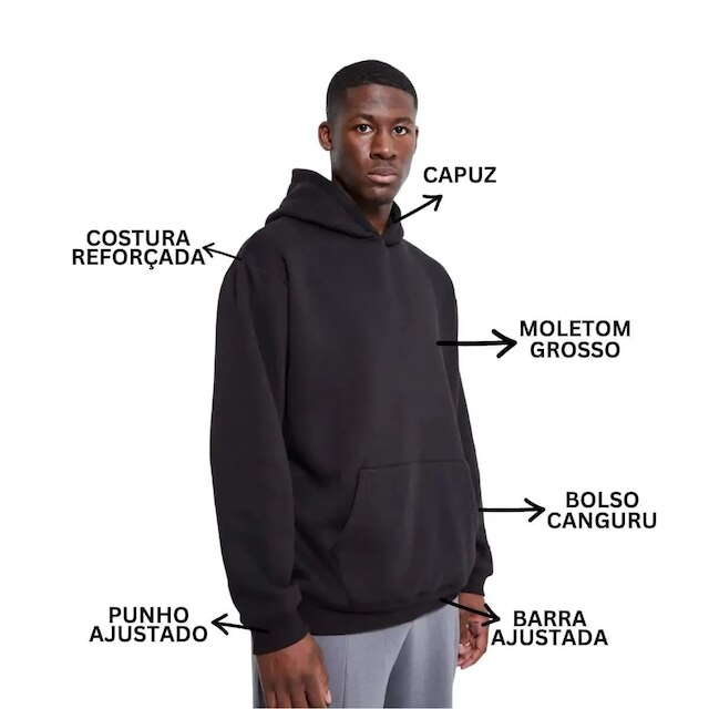 Blusa de Moletom Canguru Big Logo DiNuevo Preto