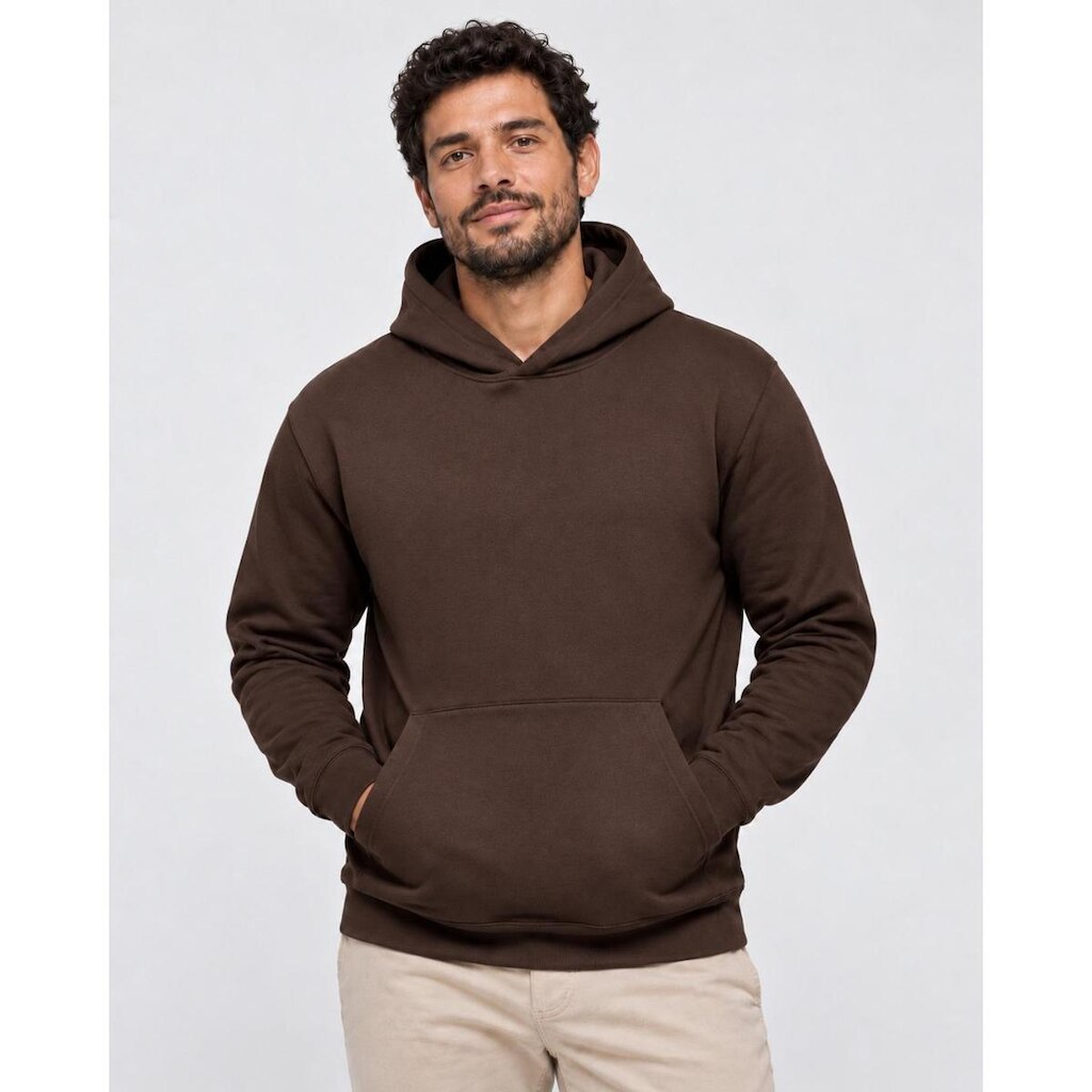 Blusa De Moletom Canguru Com Capuz E Bolsos Slim Fitness