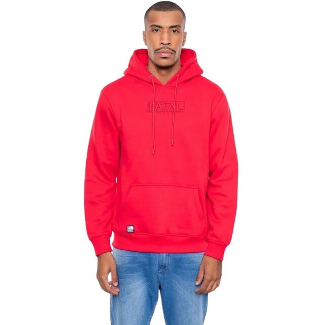 Blusa de Moletom Canguru com Capuz Fatal Fechado Vermelho