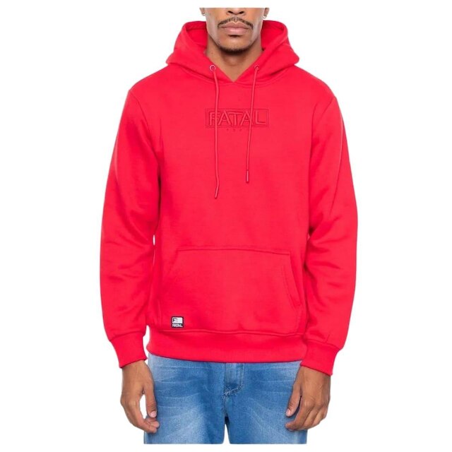 Blusa de Moletom Canguru com Capuz Fatal Fechado Vermelho