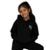 Blusa de Moletom Capuz Canguru Infantil Menina Escola Creche - Preto