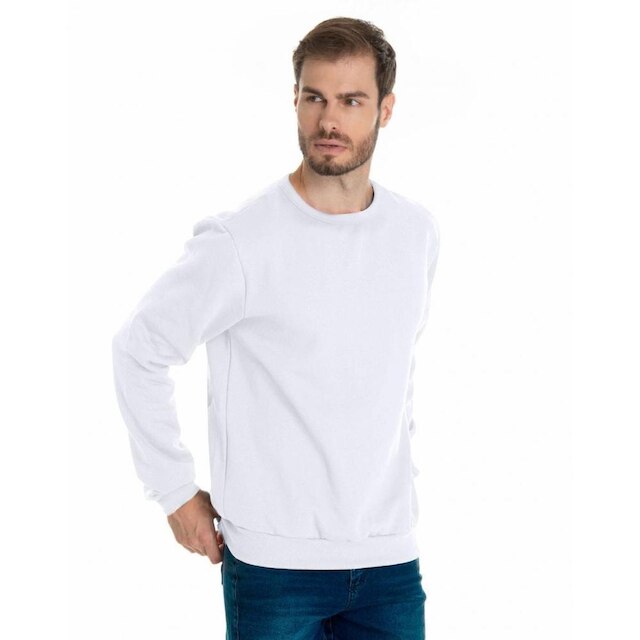 Blusa de Moletom Careca Masculino Básico Liso Sem Capuz