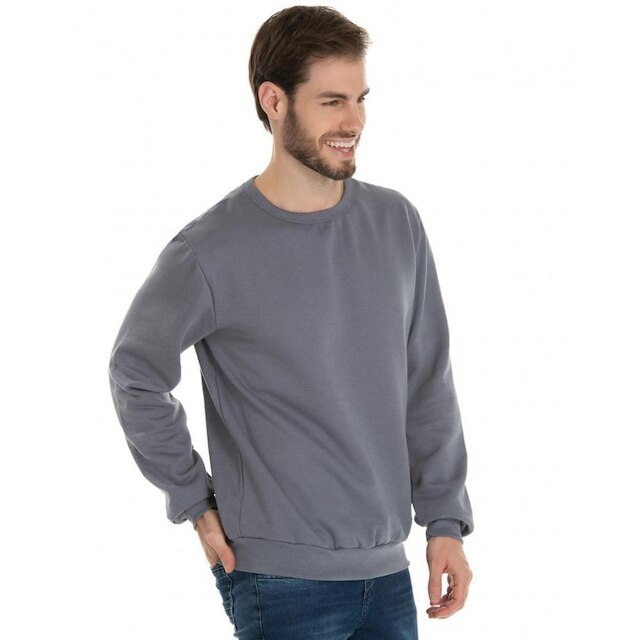 Blusa de Moletom Careca Masculino Básico Liso Sem Capuz