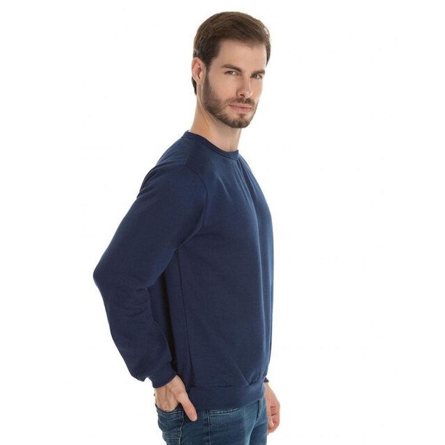 Blusa de Moletom Careca Masculino Básico Liso Sem Capuz