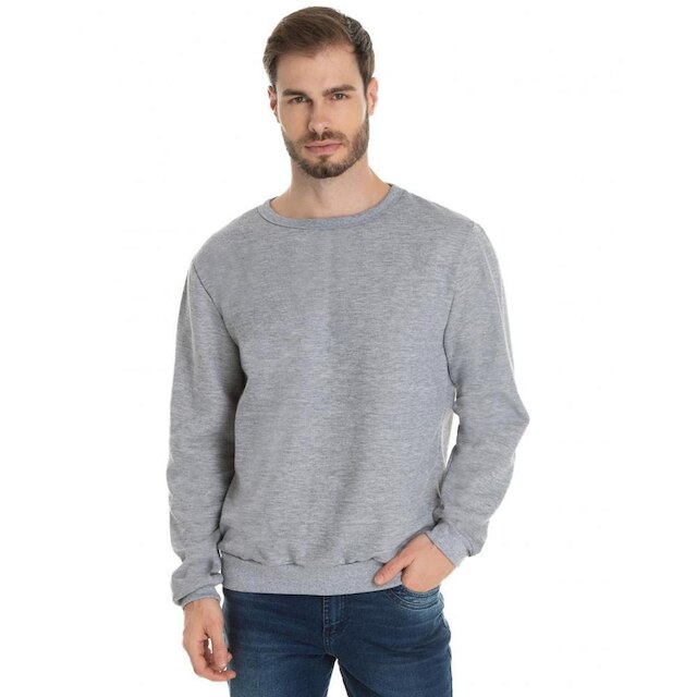 Blusa de Moletom Careca Masculino Básico Liso Sem Capuz