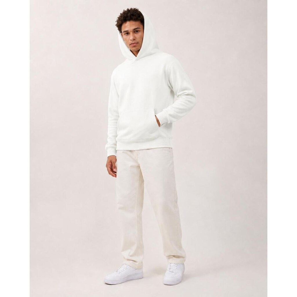 Blusa De Moletom Com Capuz E Bolso Canguru Sem Estampa