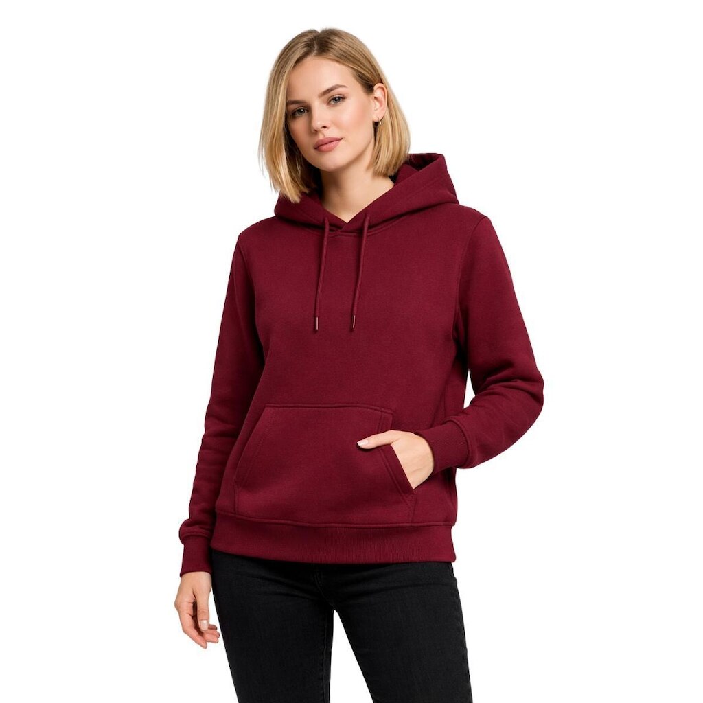 Blusa de Moletom Feminina com Capuz Liso Flanelado e Bolso Canguru