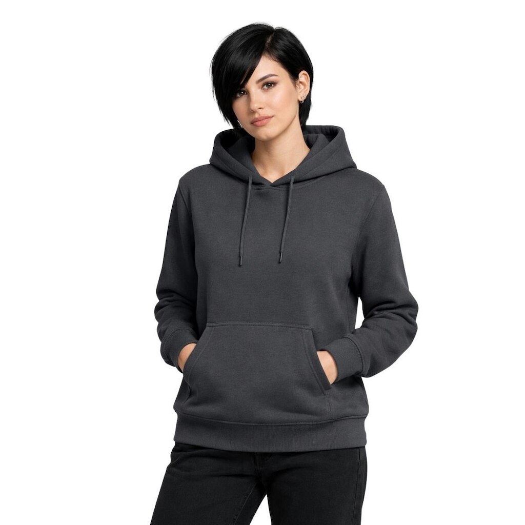 Blusa de Moletom Feminina com Capuz Liso Flanelado e Bolso Canguru