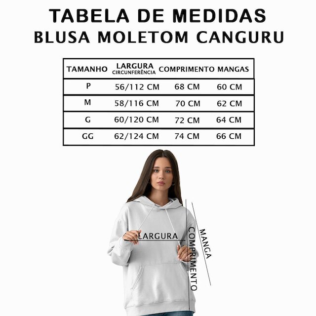 Blusa de Moletom Feminino Básico de Frio Canguru Flanelado