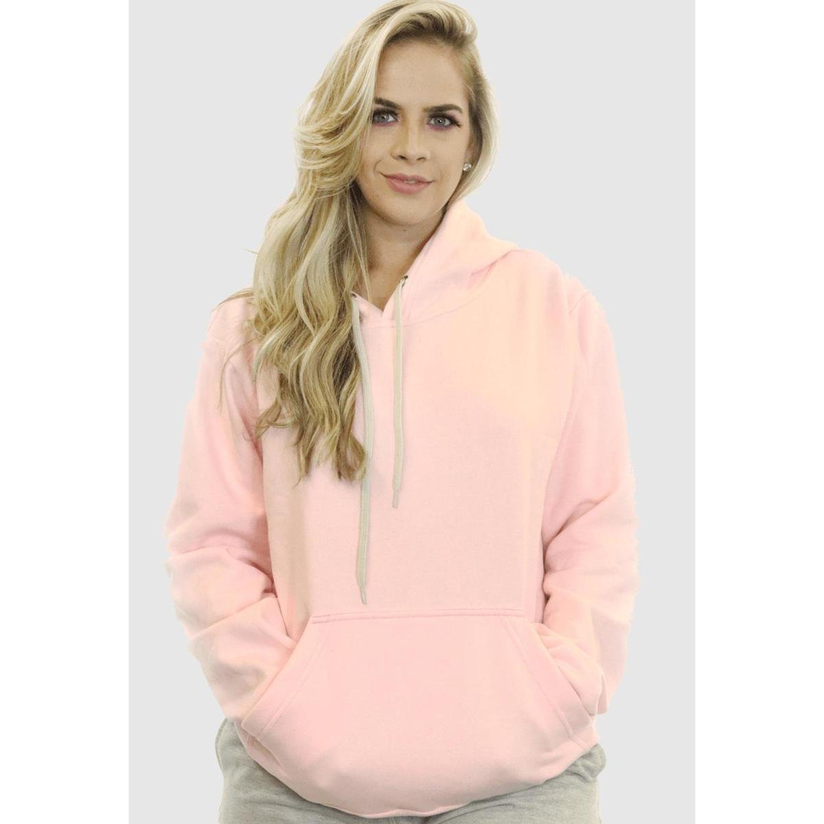 Blusa De Moletom Feminino Com Capuz E Bolso Canguru Menor preço em Blusa De Moletom Feminino Com Capuz E Bolso Canguru