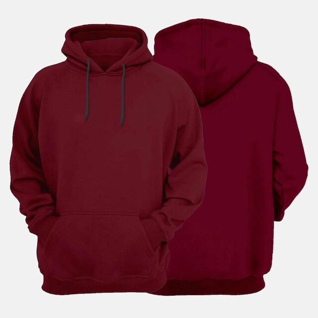 Blusa de Moletom Flanelada Canguru Com Capuz Bordô