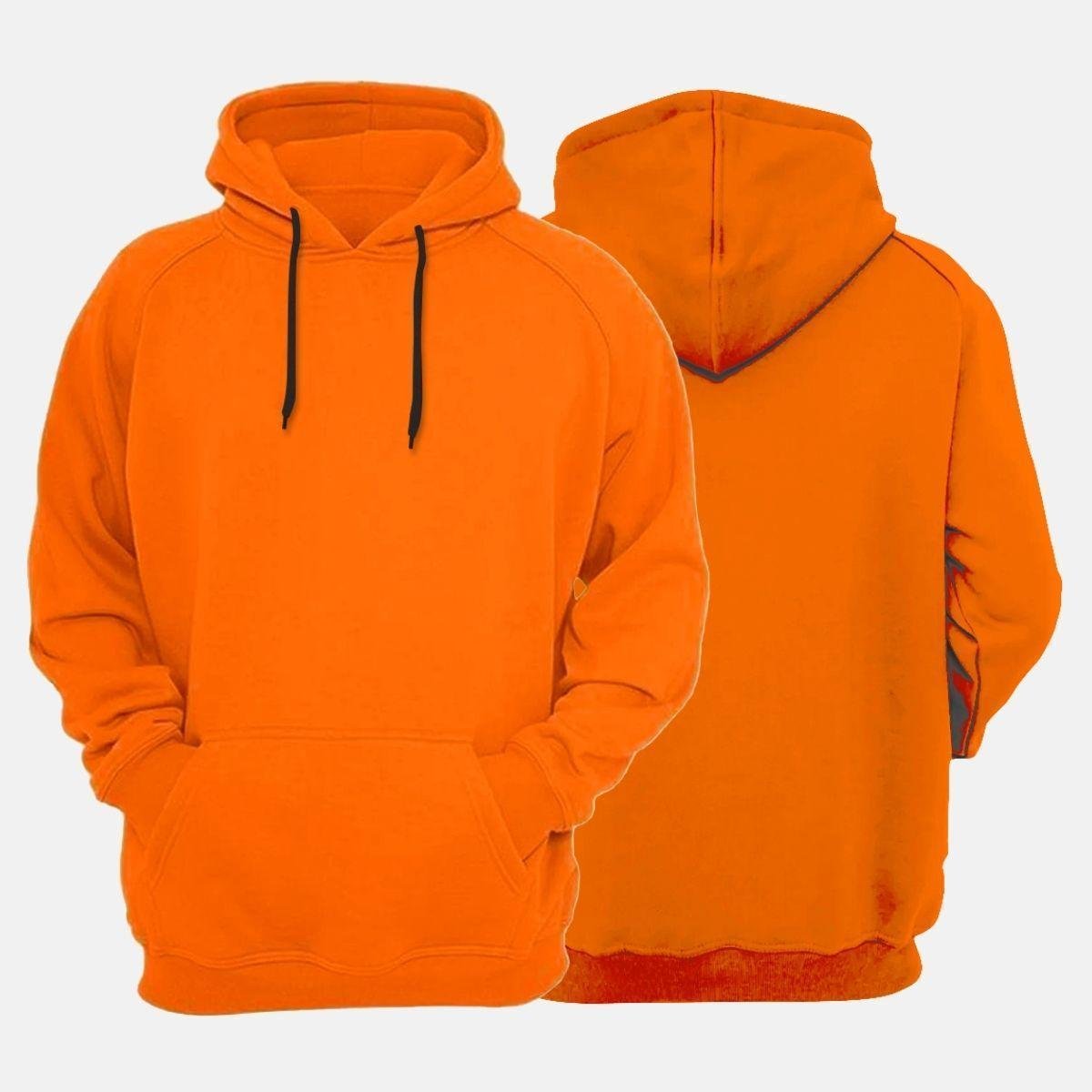 Blusa de Moletom Flanelada Canguru Com Capuz Laranja Menor preço em Blusa de Moletom Flanelada Canguru Com Capuz Laranja