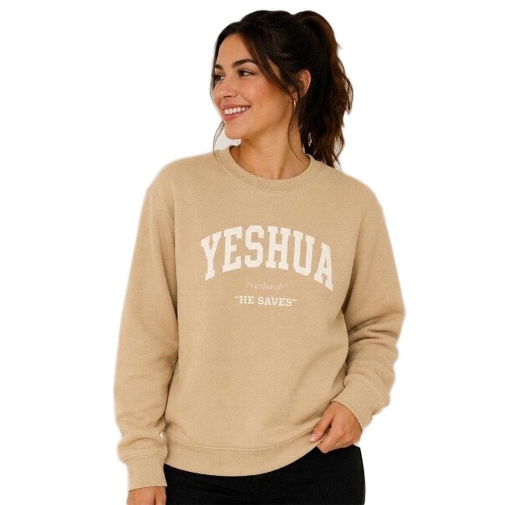 Blusa de Moletom Gola Careca Estampa Yeshua Unissex Algodão