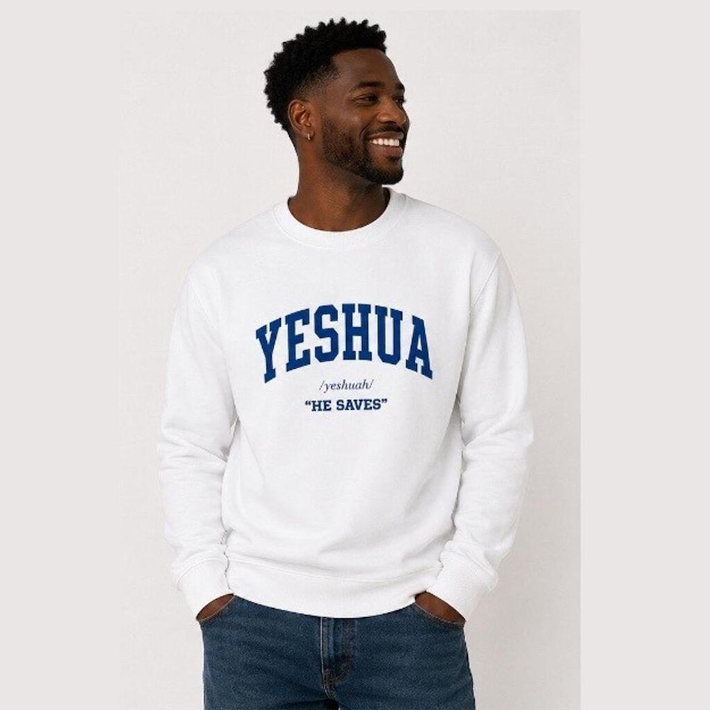 Blusa de Moletom Gola Careca Estampa Yeshua Unissex Algodão