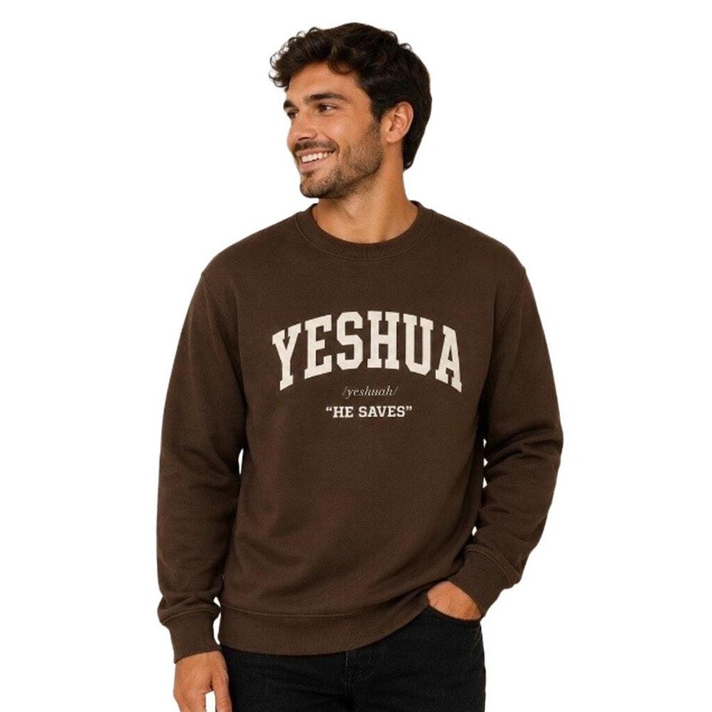 Blusa de Moletom Gola Careca Estampa Yeshua Unissex Algodão