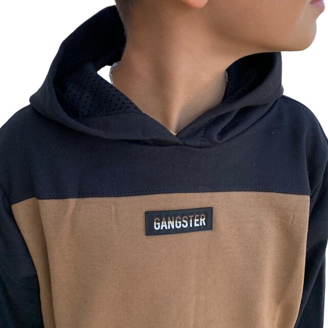 Blusa de Moletom Infantil Canguru com Capuz Gangster Inverno