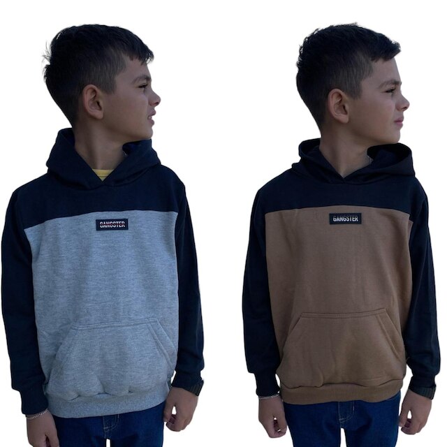 Blusa de Moletom Infantil Canguru com Capuz Gangster Inverno