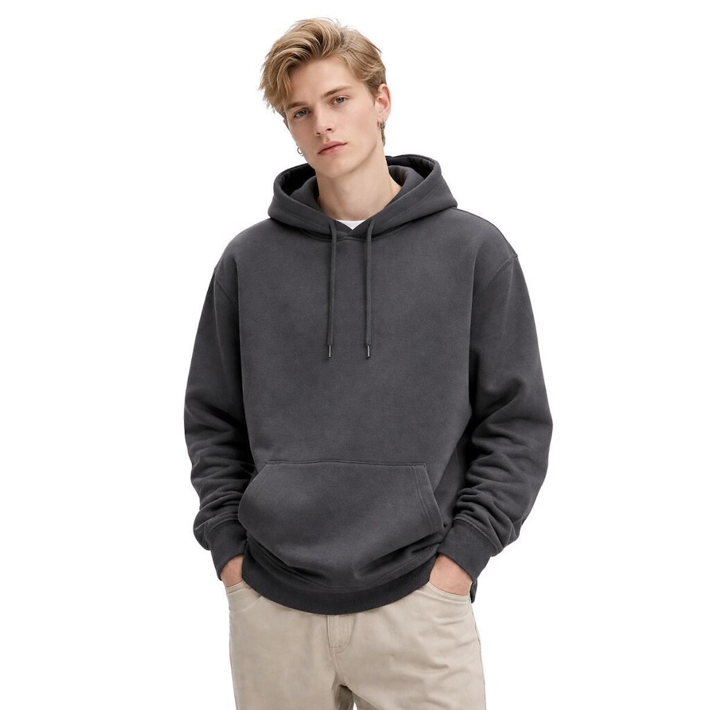Blusa De Moletom Masculina Com Capuz Bolso Canguru Flanelada Casual Inverno