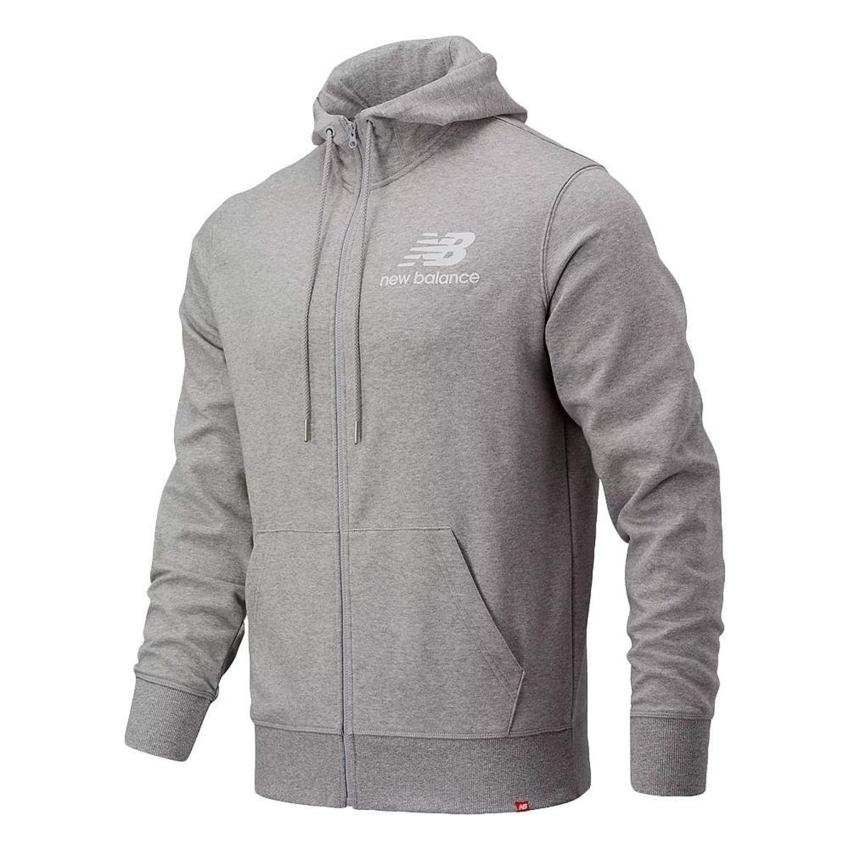 Blusa De Moletom New Balance Essentials Full Zip Masculina - Cinza Menor preço em Blusa De Moletom New Balance Essentials Full Zip Masculina - Cinza