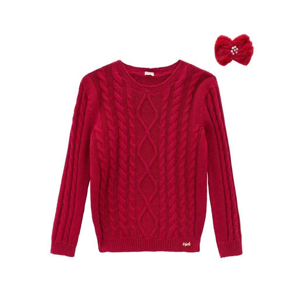 Blusa De Tricô Com Presilha De Cabelo Infanti Ref 39808