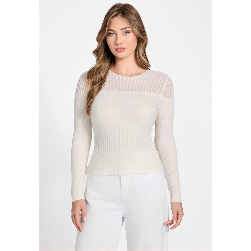 Blusa de Tricot Chenille Manga Longa Off White