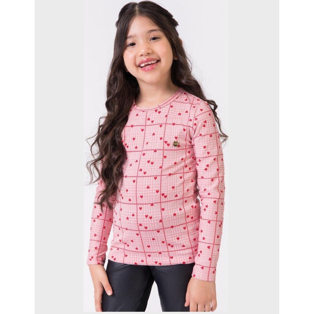 Blusa Detalhada Vermelho Elegante Frio Moda Dia a Dia Para o Inverno - Menina 4 a 14 anos