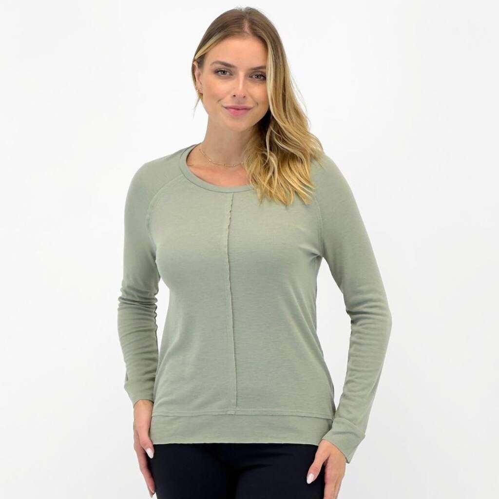 Blusa Doce Trama em Tricot Básica Manga Longa Feminina