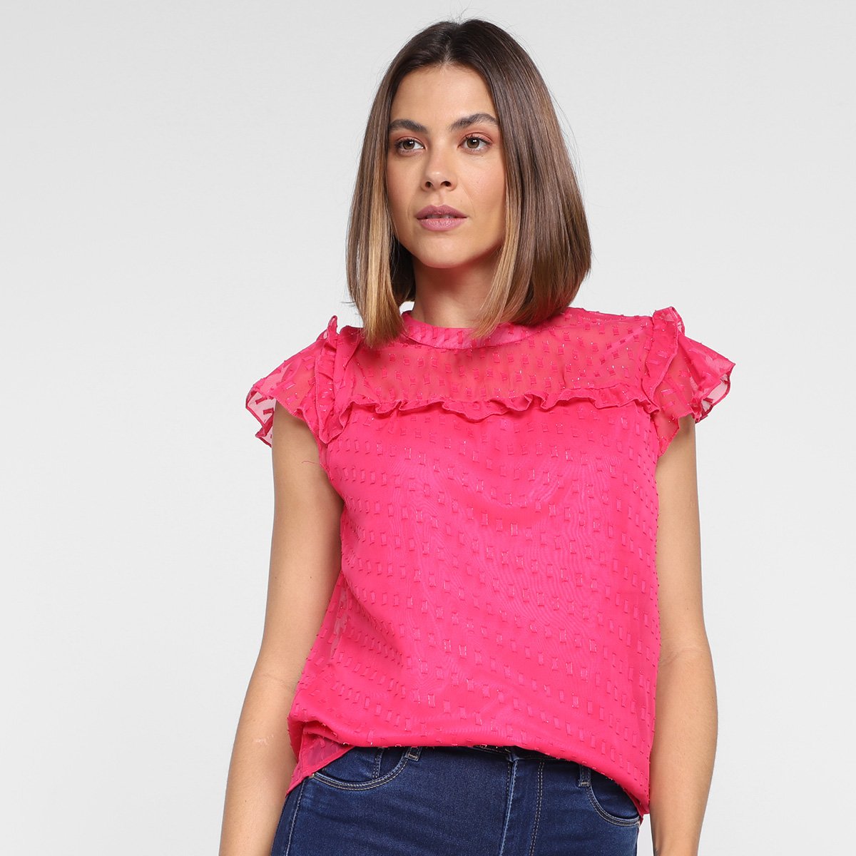 Blusa Dom Fashion Costas Recorte e Transparente Feminina - Pink Menor preço em Blusa Dom Fashion Costas Recorte e Transparente Feminina - Pink