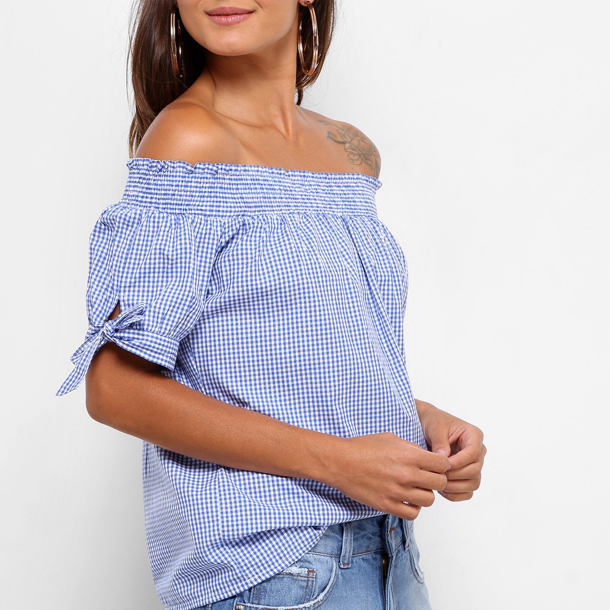 blusa vichy azul