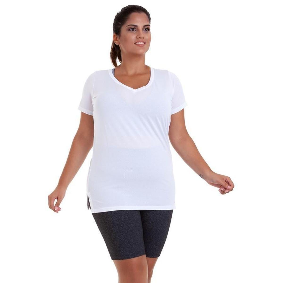 Blusa Dry Plus Size Best Fit Feminina - Branco Menor preço em Blusa Dry Plus Size Best Fit Feminina - Branco