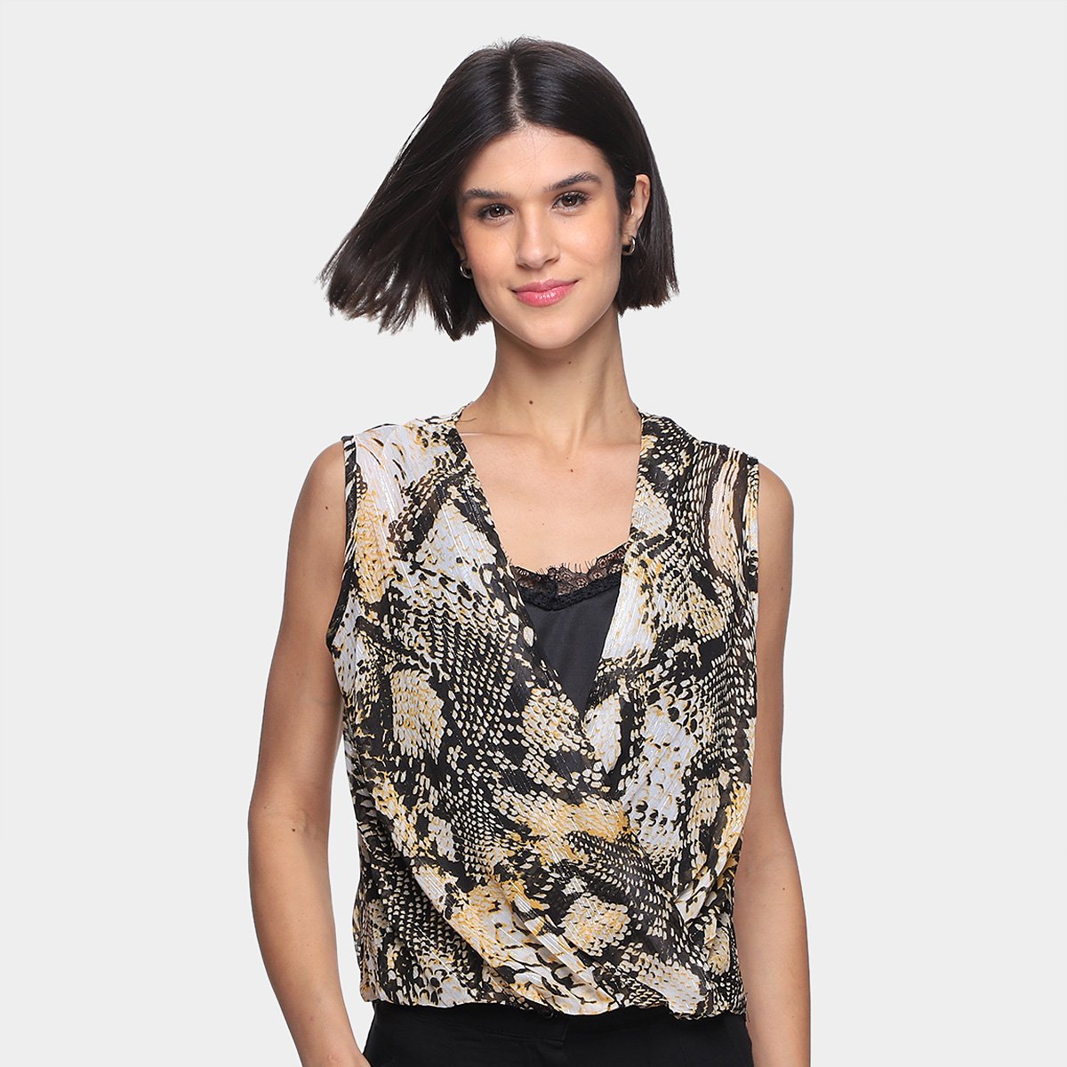 Blusa Eagle Rock Animal Print Snake Feminina - Amarelo Menor preço em Blusa Eagle Rock Animal Print Snake Feminina - Amarelo
