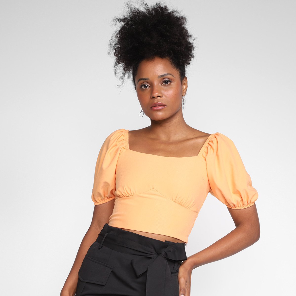 Blusa Eagle Rock Cropped Lisa Ciganinha Feminina - Laranja Menor preço em Blusa Eagle Rock Cropped Lisa Ciganinha Feminina - Laranja