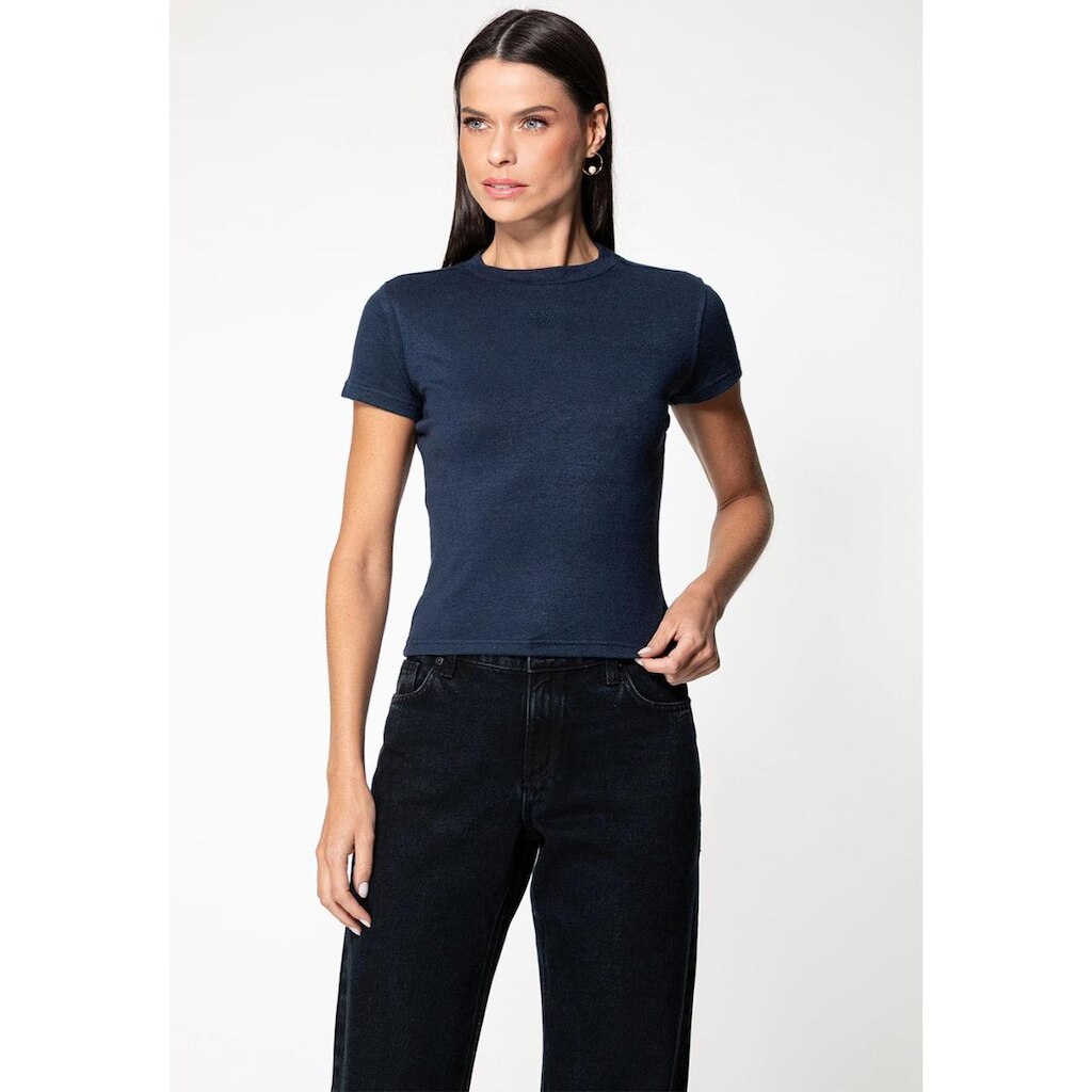 Blusa Eco Manga Curta Hotfix Azul Marinho