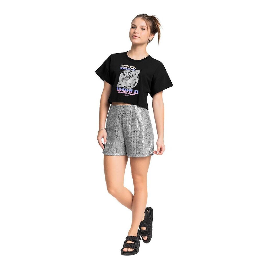 Blusa em Algodão Juvenil Manga Curta Gloss