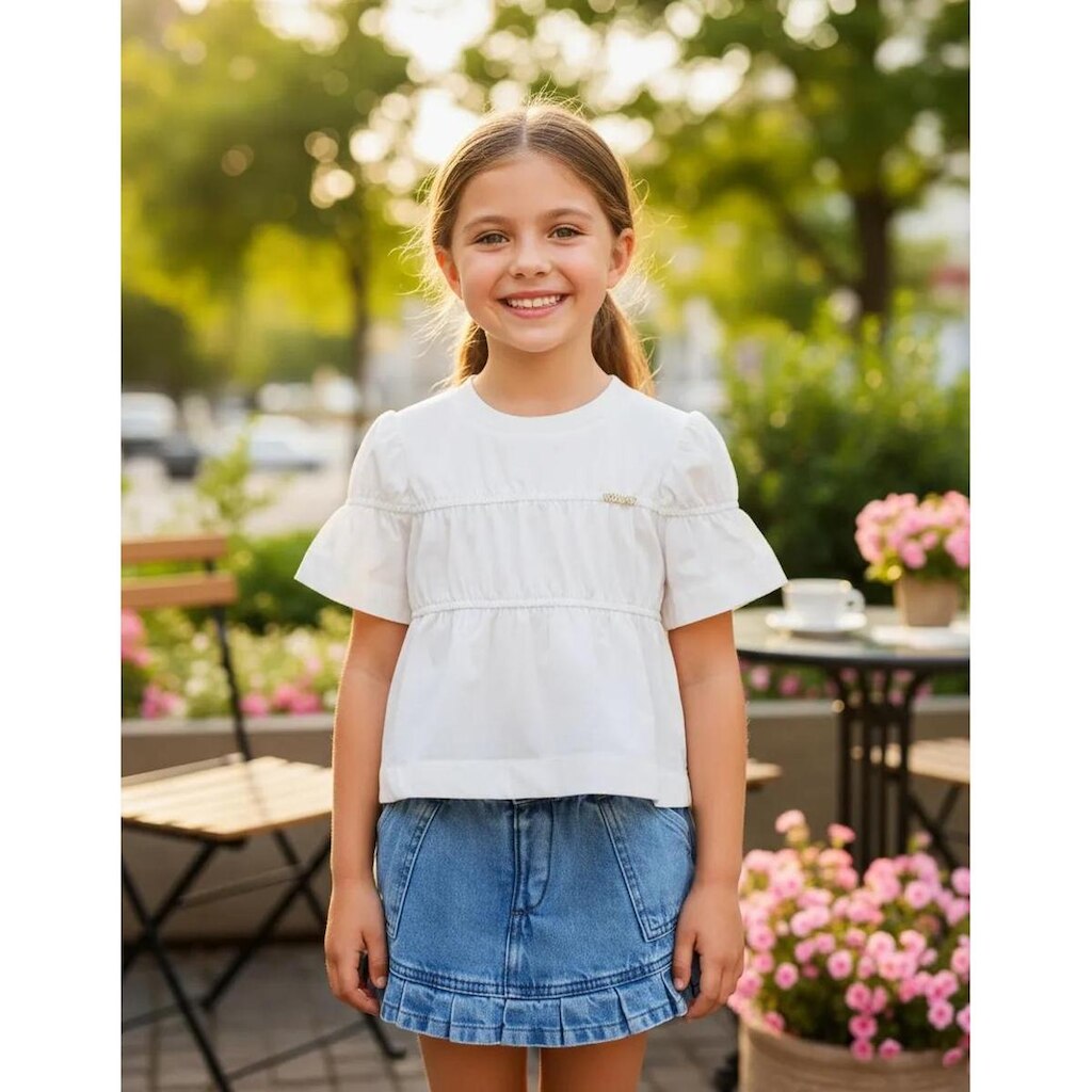 Blusa Essencial Detalhes e Manga Evasê Animê