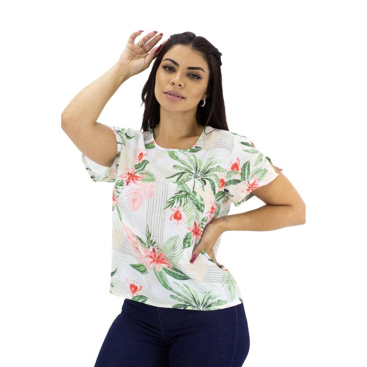blusa estampada floral feminina