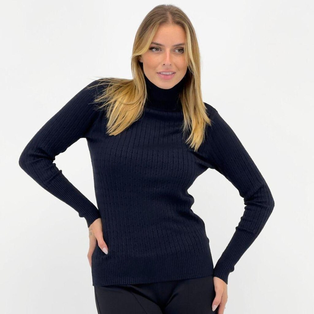 Blusa Facinelli Tricot Manga Longa Gola Alta Feminina