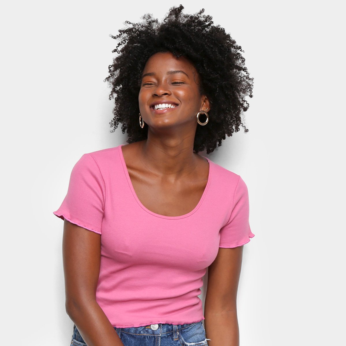 Blusa Fakini Feminino Cropped Ribana Feminina - Rosa Claro Menor preço em Blusa Fakini Feminino Cropped Ribana Feminina - Rosa Claro