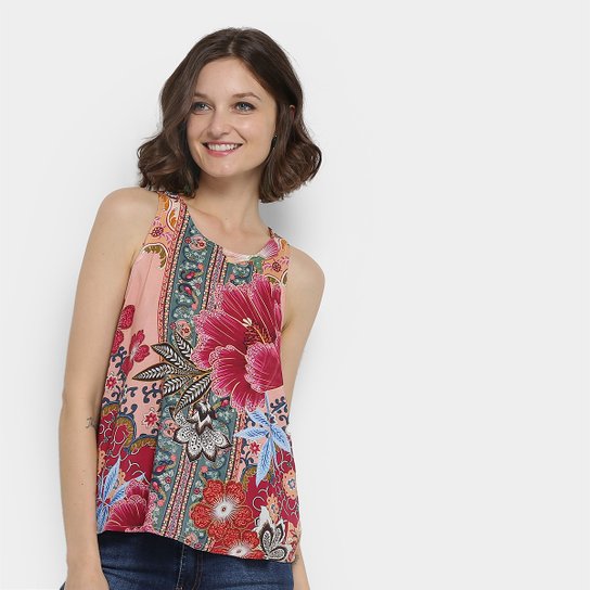 Blusa Farm Estampa Floral Telaviv Feminina - Rosa