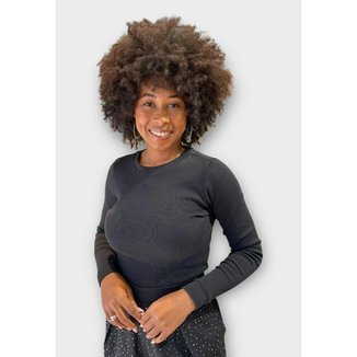 blusa farm ml básica rib Preto P