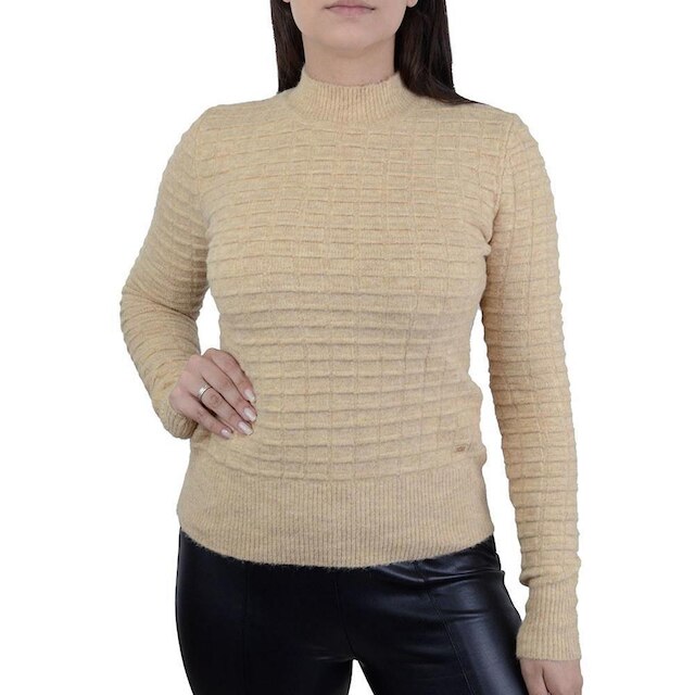 Blusa Feminina Alpelo Tricot Bege Gengibre - 10900612