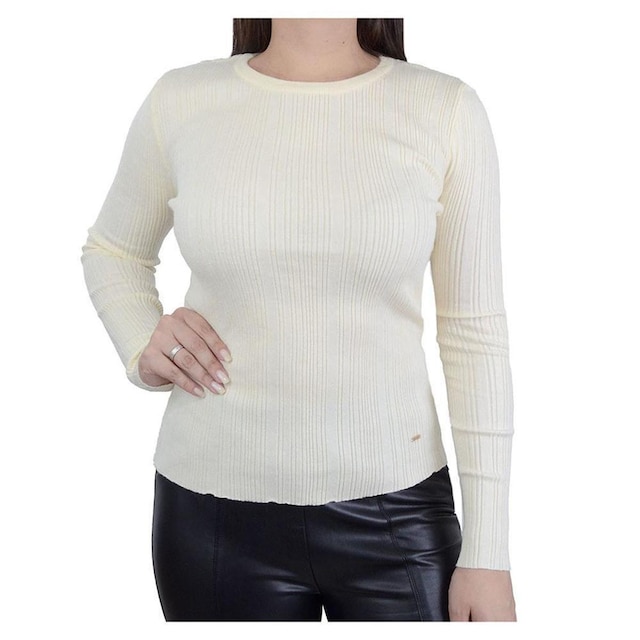 Blusa Feminina Alpelo Tricot Canelado Creme - 10900585
