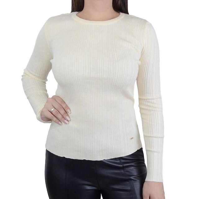 Blusa Feminina Alpelo Tricot Canelado Creme - 10900585