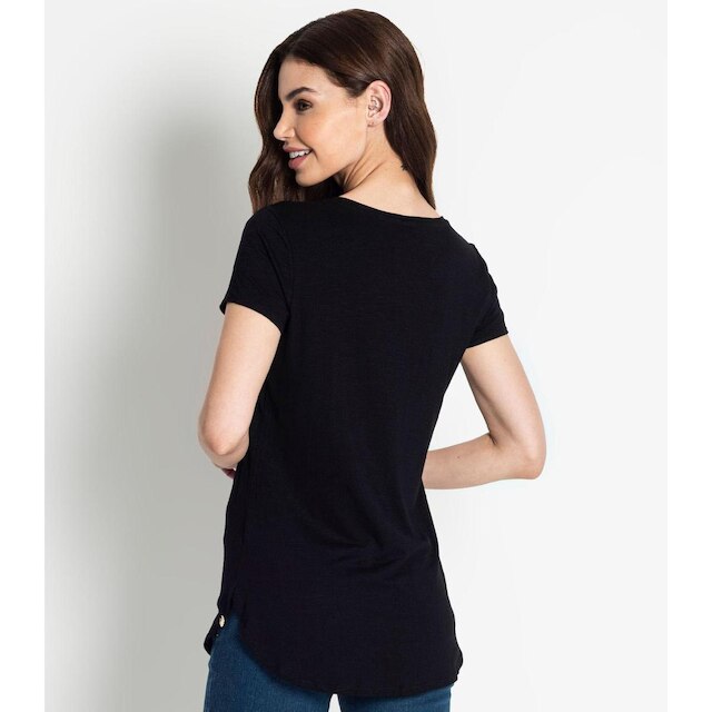 Blusa Feminina Básica Alongada Rovitex Preto P