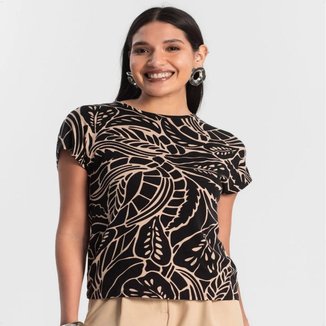 Blusa Feminina Básica Estampada Confortável Manga Japonesa